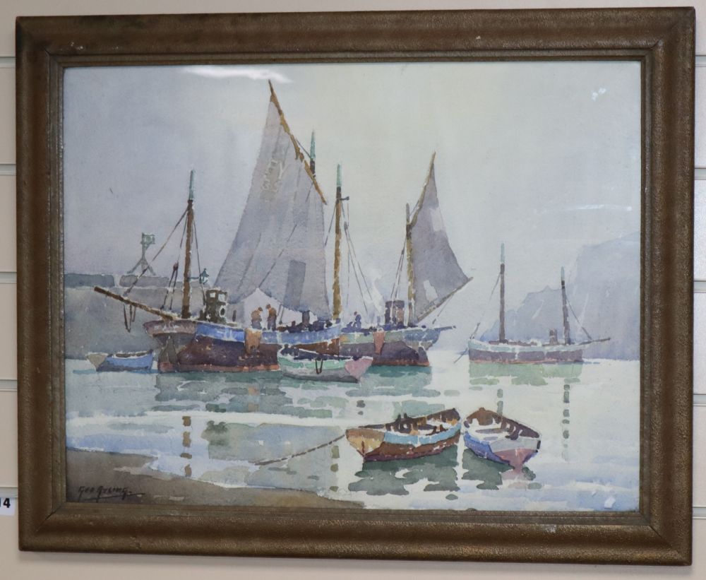 George Ayling (1887-1960), watercolour, A calm morning, signed, 40 x 52cm